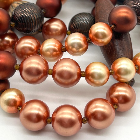 Vintage Wooden Beaded Boho Necklace 56" - Picture 11 of 13